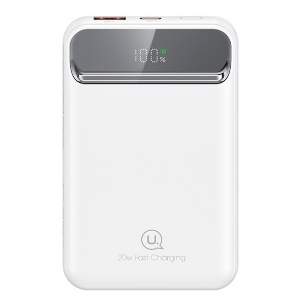 USAMS power bank US-CD214, 2x έξοδοι, wireless, 10000mAh, 20W, λευκό