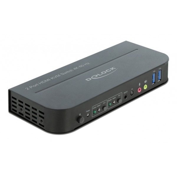 DELOCK HDMI KVM Switch 11481, 2 ports, USB 3.0, Audio, 4K/60Hz, μαύρο