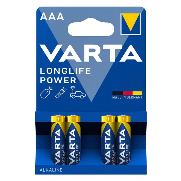 VARTA αλκαλικές μπαταρίες Longlife Power, AAA/LR03, 1.5V, 4τμχ