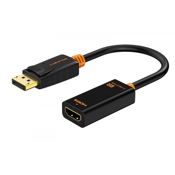 CABLETIME αντάπτορας DisplayPort σε HDMI CT-01G, 1080p, 0.2m, μαύρος