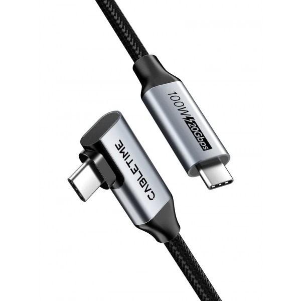 CABLETIME καλώδιο USB-C CT-CMCML-AG1, γωνιακό, 100W 20Gbps 4K, 1m, μαύρο