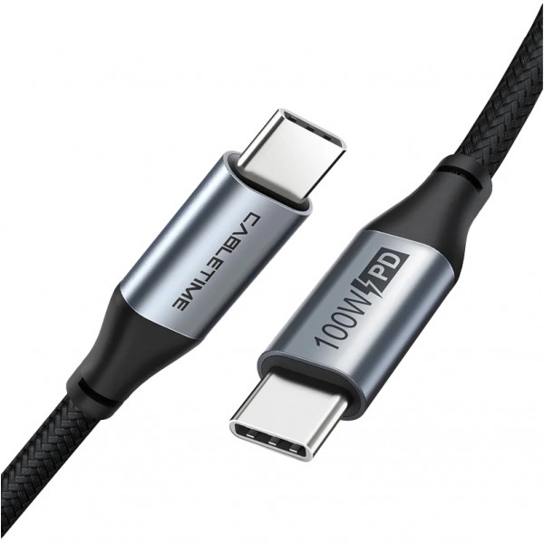 CABLETIME καλώδιο USB-C CMCM100W, 100W PD, 480Mbps, 1.5m, μαύρο