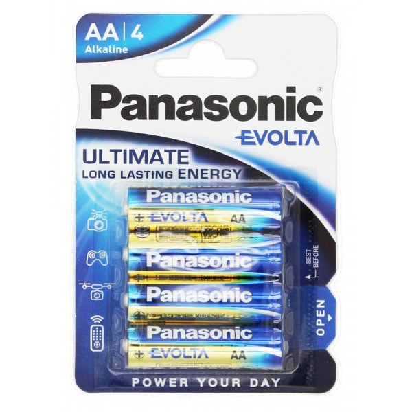 PANASONIC αλκαλικές μπαταρίες Evolta, AA/LR6, 1.5V, 4τμχ