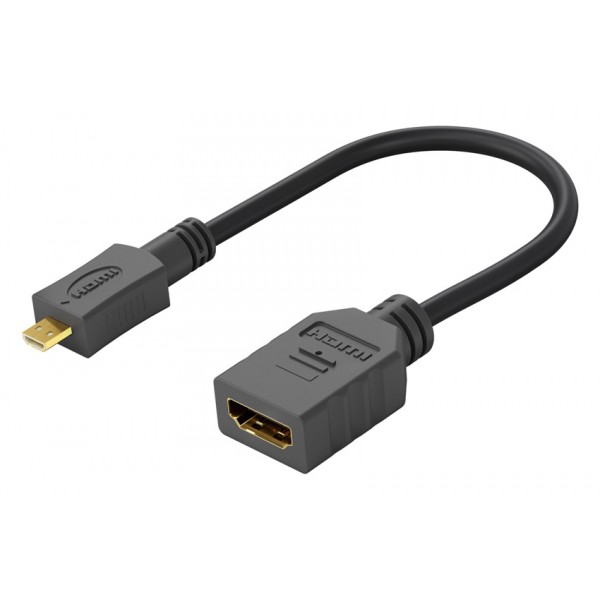 GOOBAY καλώδιο HDMI micro σε HDMI 58683, 4K/60Hz, 0.15m, μαύρο