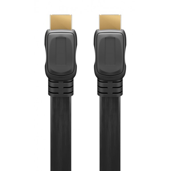 GOOBAY καλώδιο HDMI 2.0 61277, Ethernet flat, 4K/60Hz 18 Gbps, 1m, μαύρο