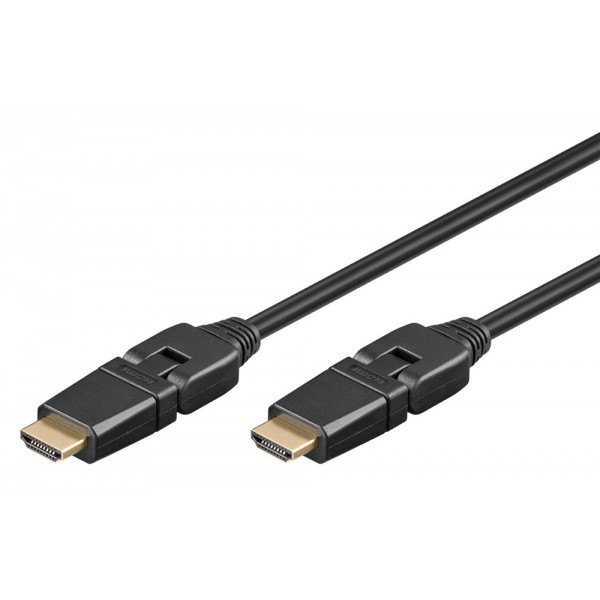 GOOBAY καλώδιο HDMI 61286 με Ethernet, 360°, 4K/60Hz, 18 Gbps, 2m, μαύρο