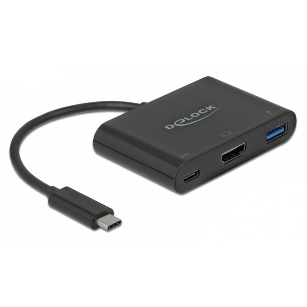 DELOCK docking station 64091, 3 θυρών, USB-C σύνδεση, 60W PD, 4K, μαύρο