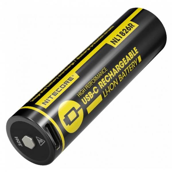 NITECORE επαναφορτιζόμενη μπαταρία τύπου 18650 NL1826R, 2600mAh, USB-C