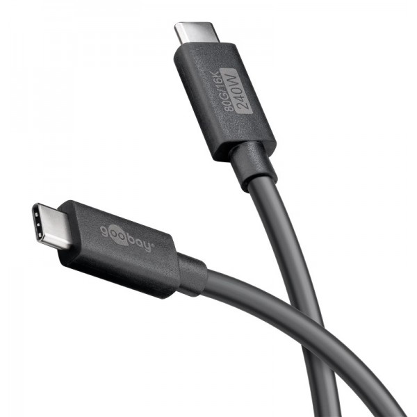 GOOBAY καλώδιο USB-C 74376, USB4, 240W, 80Gbps, 16K/60Hz, 1.2m, μαύρο