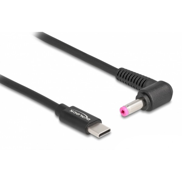 DELOCK καλώδιο τροφοδοσίας 87973, USB-C σε HP 4.8x1.7mm, 1.5m, μαύρο