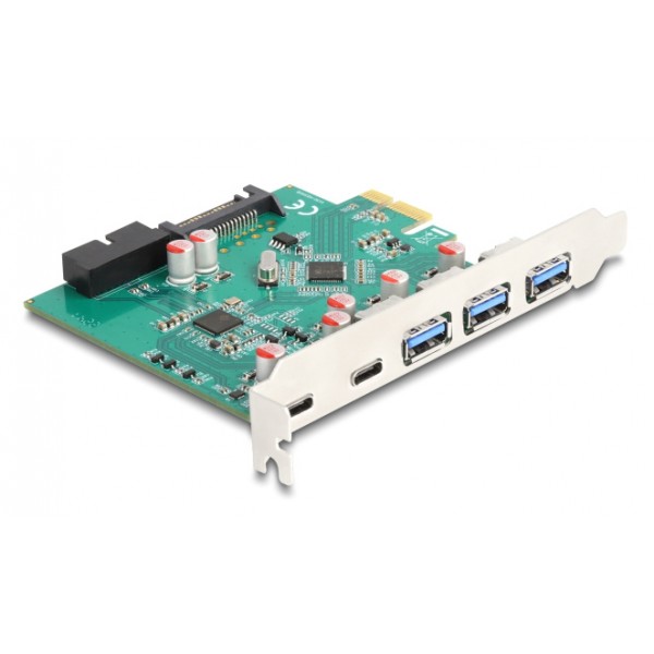 DELOCK κάρτα επέκτασης PCIe x1 σε 3x USB/2x USB-C/19-pin 90109, 5Gbps