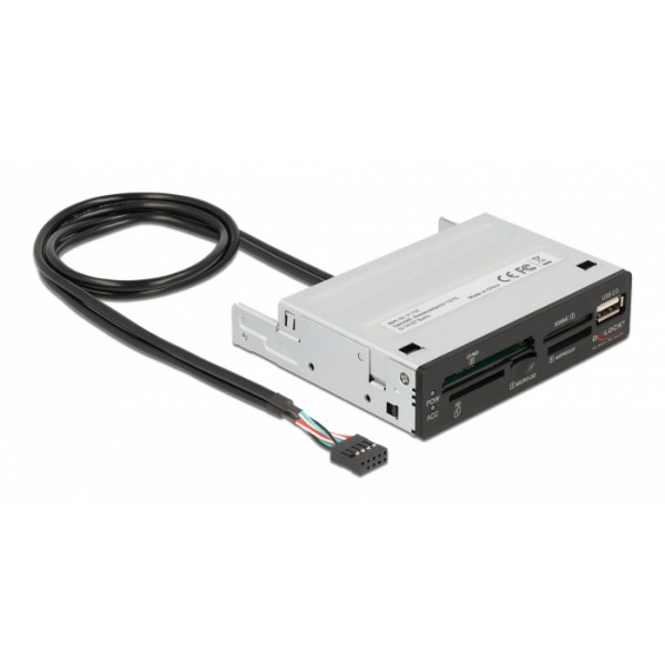 DELOCK USB 9-pin card reader 91708, CF/SD/XD/MS/Micro SD/USB, 3.5