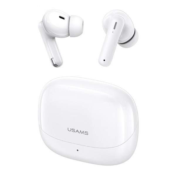 USAMS earphones με θήκη φόρτισης IF27, TWS, Φ13mm, 25/250mAh, λευκά