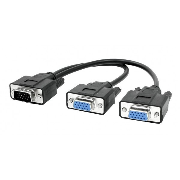 POWERTECH VGA splitter CAB-G014, 2 σε 1, HD, 0.2m, μαύρο