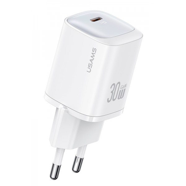 USAMS φορτιστής τοίχου US-CC251, USB-C, 30W, GaN, λευκός