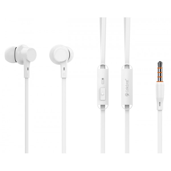 CELEBRAT earphones με μικρόφωνο G19, 3.5mm σύνδεση, Φ10mm, 1.2m, λευκά