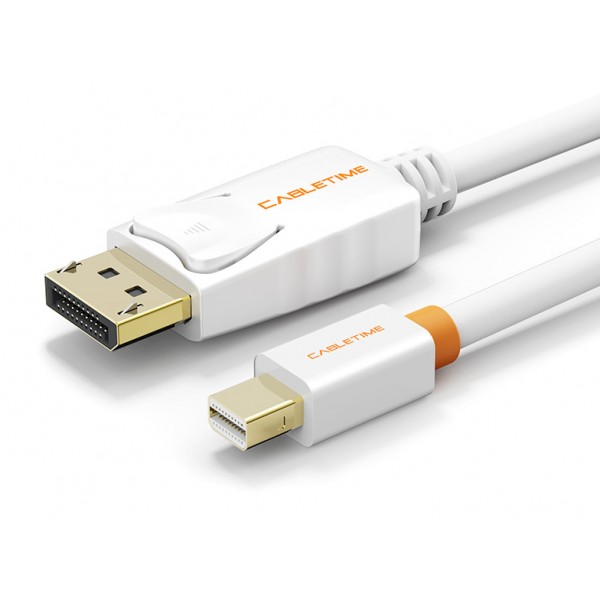 CABLETIME καλώδιο mini DisplayPort σε DisplayPort CT-AV588-02G, 4K/60Hz, 1m, λευκό