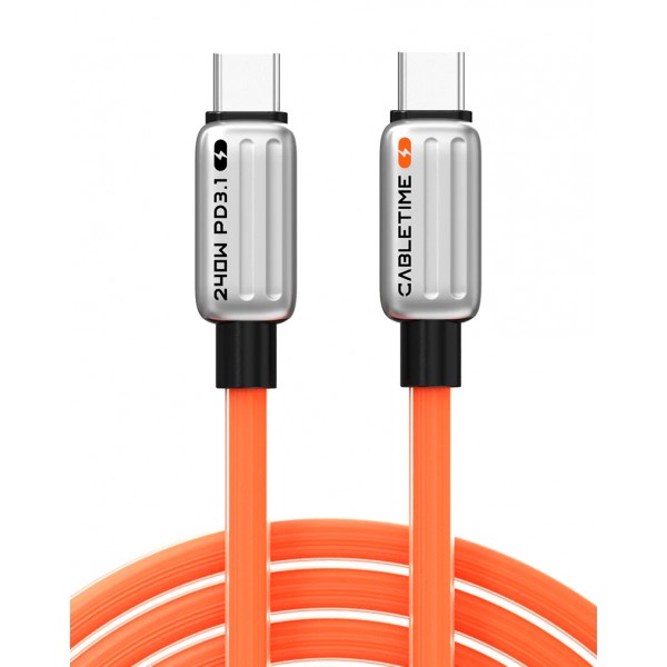 CABLETIME καλώδιο USB-C CT-CM240-ZSO2, 240W, 480Mbps, 2m, πορτοκαλί