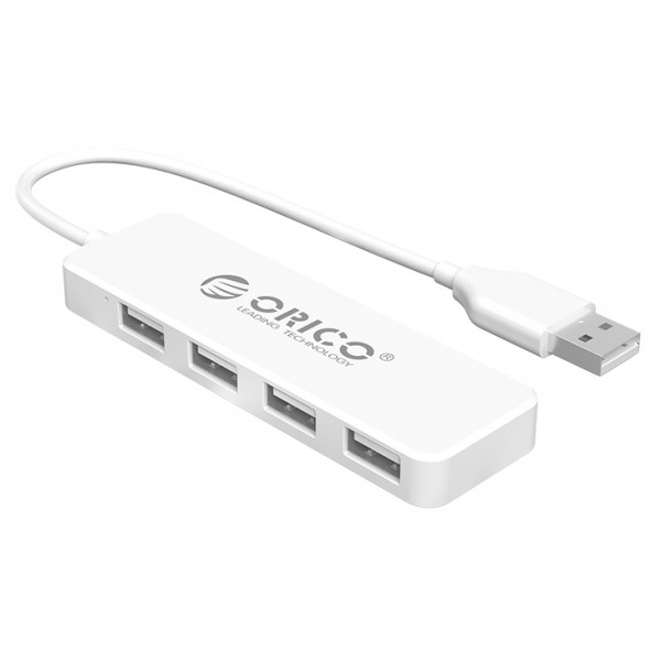 ORICO USB hub FL01, 4x θυρών, 480Mbps, USB σύνδεση, λευκό