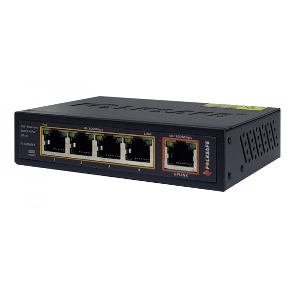 FOLKSAFE PoE Ethernet Switch FS-S1004EP-E, 4 Ports 10/100Mbps