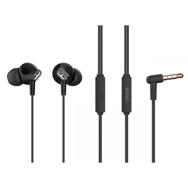 CELEBRAT earphones με μικρόφωνο G21, 3.5mm σύνδεση, Φ12mm, 1.2m, μαύρα