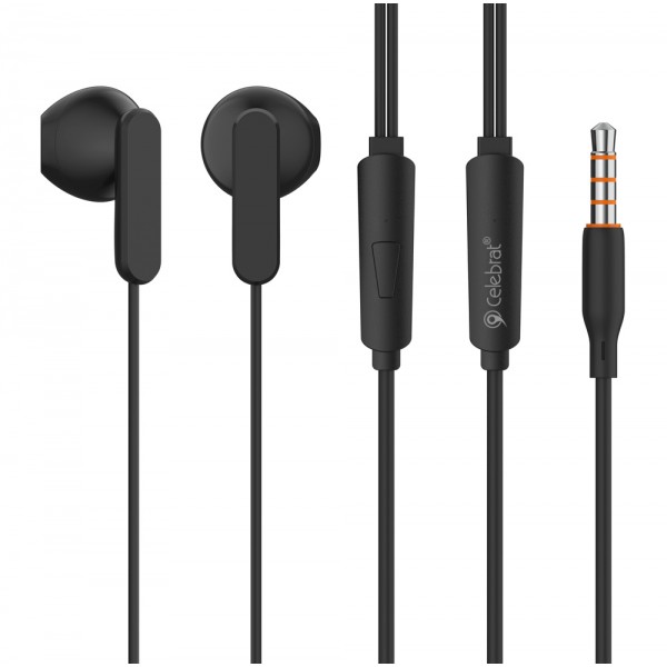 CELEBRAT earphones με μικρόφωνο G23, 3.5mm σύνδεση, Φ14mm, 1.2m, μαύρα