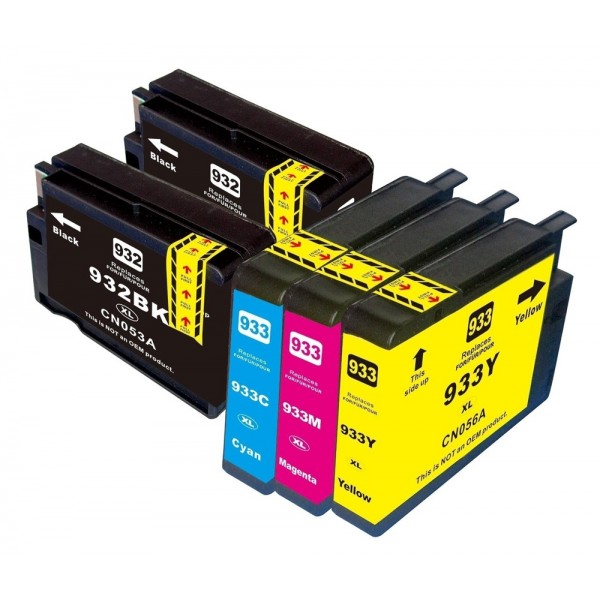 Σετ συμβατά Inkjet για HP, 2x 932XL μαύρο, 1x 933XL magenta, 1x 933XL κίτρινο, 1x 933XL κυανό