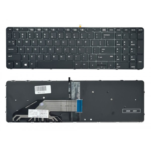 Πληκτρολόγιο για HP ProBook 650 G2 KEY-115 με backlight, μαύρο