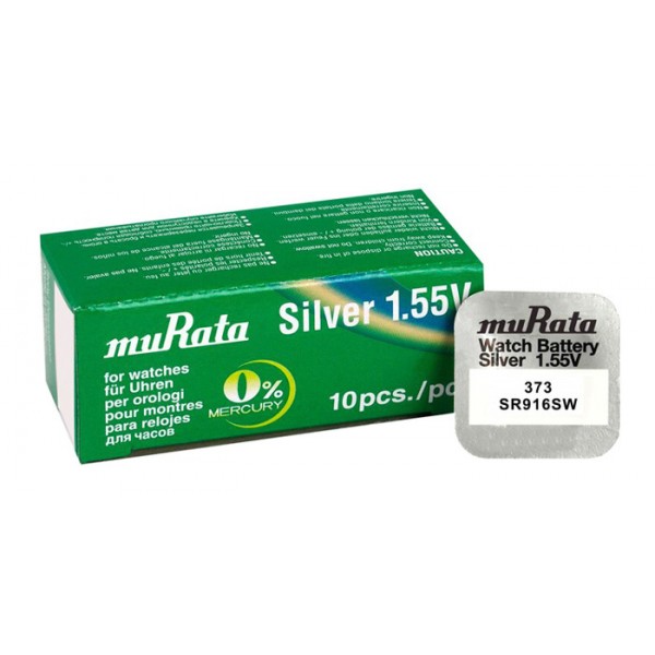 MURATA μπαταρία Silver Oxide για ρολόγια SR916SW, 1.55V, No373, 10τμχ