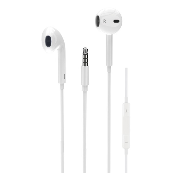 POWERTECH earphones με μικρόφωνο Classic, 3.5mm σύνδεση, 1.2m, λευκά