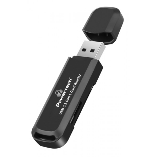 POWERTECH card reader PT-1112 για SD & micro SD, USB 3.2, 5Gbps, μαύρο