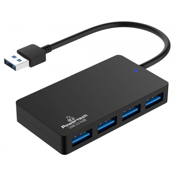 POWERTECH USB hub PT-1145, 4x θυρών, 5Gbps, USB σύνδεση, μαύρο