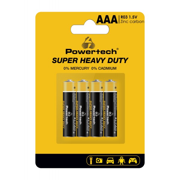 POWERTECH μπαταρίες Zinc Carbon Super Heavy Duty PT-1218, AAA 1.5V, 4τμχ