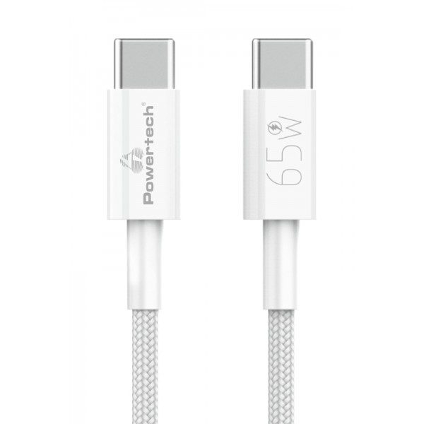 POWERTECH καλώδιο USB-C PTR-0181, 65W, 480Mbps, 1m, λευκό