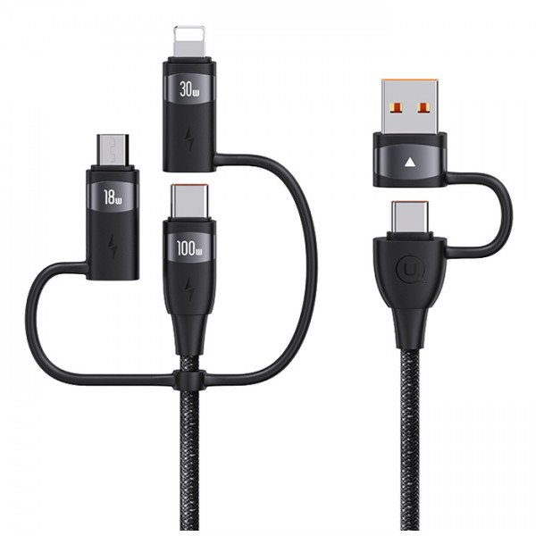 USAMS καλώδιο USB/USB-C σε 3 in 1 US-SJ646, PD 100W, 2m, μαύρο