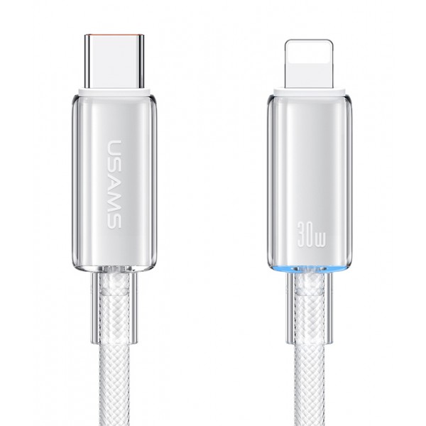 USAMS καλώδιο Lightning σε USB-C US-SJ659, 30W, 480Mbps, 1.2m, λευκό