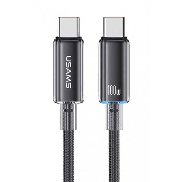 USAMS καλώδιο USB-C σε USB-C US-SJ660, 100W, 480Mbps, 1.2m, μαύρο