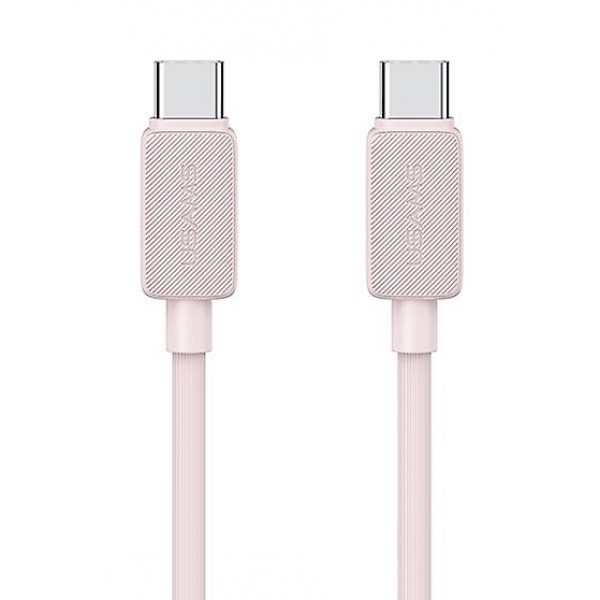 USAMS καλώδιο USB-C σε USB-C US-SJ691, 60W, 480Mbps, 1m, ροζ