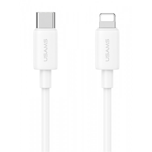 USAMS καλώδιο Lightning σε USB-C US-SJ712, 30W, 480Mbps, 1m, λευκό