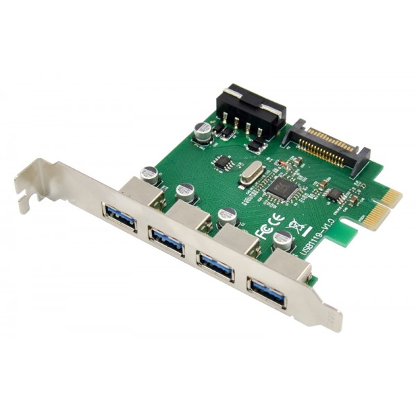 POWERTECH κάρτα επέκτασης PCIe σε 4x USB 3.0 ST66, VL805 + RTL8153