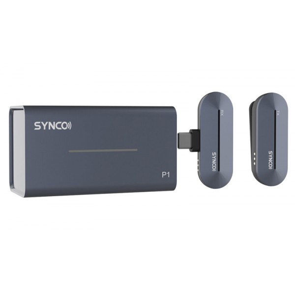 SYNCO ασύρματο μικρόφωνο P1T με θήκη φόρτισης, USB-C, 2.4GHz, γκρι