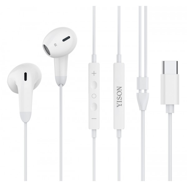 YISON earphones με μικρόφωνο X8, USB-C σύνδεση, Φ13mm, 1.2m, λευκά