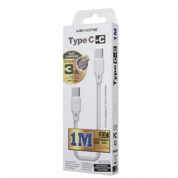 Charging Cable WK TYPE-C/TYPE-C White 1m Full Speed WDC-106 3A