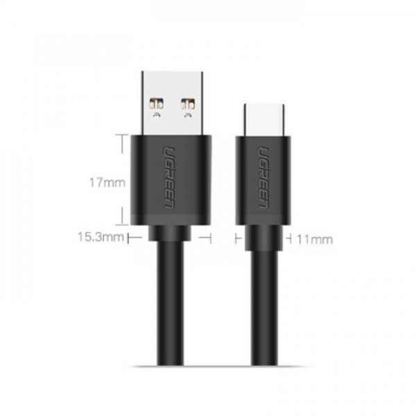 Charging Cable USB 3.0 UGREEN US184 TYPE-C Black Nickel 1m 20882