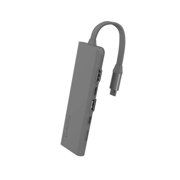 DesignNest DockingHUB | USB-C | Multi-Port Pass Through αντάπτορας (USB-C, USB 3.0, SD/MicroSD, HDMI) σε χρώμα Grey