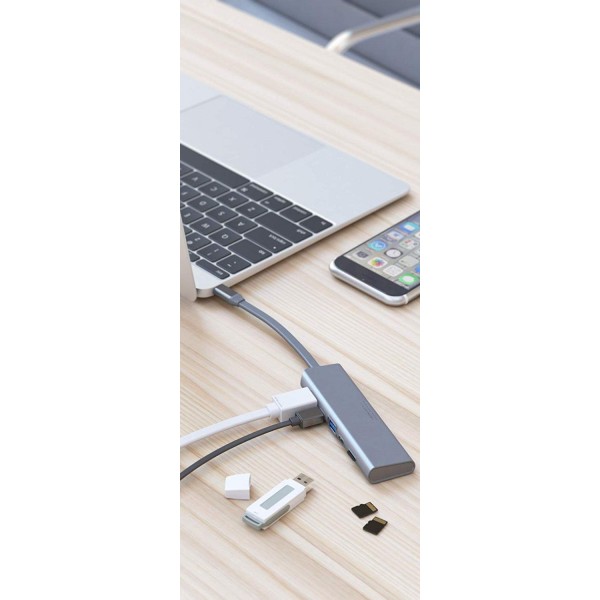 DesignNest DockingHUB | USB-C | Multi-Port Pass Through αντάπτορας (USB-C, USB 3.0, SD/MicroSD, HDMI) σε χρώμα Grey