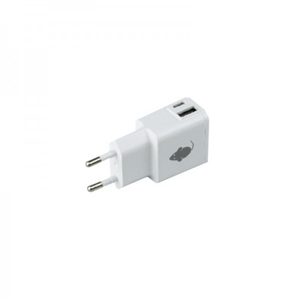 Wall Adapter Dual USB/USB-C Οικιακός φορτιστής 2,4A GreenMouse σε λευκό χρώμα - 46956591