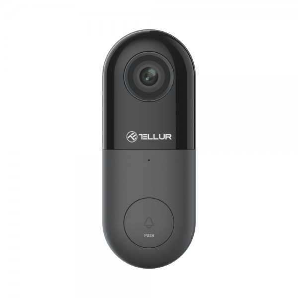 Tellur Video DoorBell WiFi Ασύρματο Κουδούνι Πόρτας με Κάμερα & Wi-Fi σε μαύρο/γκρι χρώμα FullHD (TLL331251)