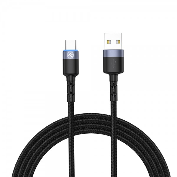 Tellur data cable USB to Type-C with LED light, 1.2m, black