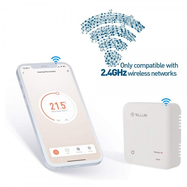 Tellur Smart WiFi Ψηφιακός Θερμοστάτης, Boiler σε λευκό χρώμα